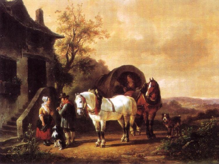 Wouterus Verschuur Waiting before the inn Norge oil painting art